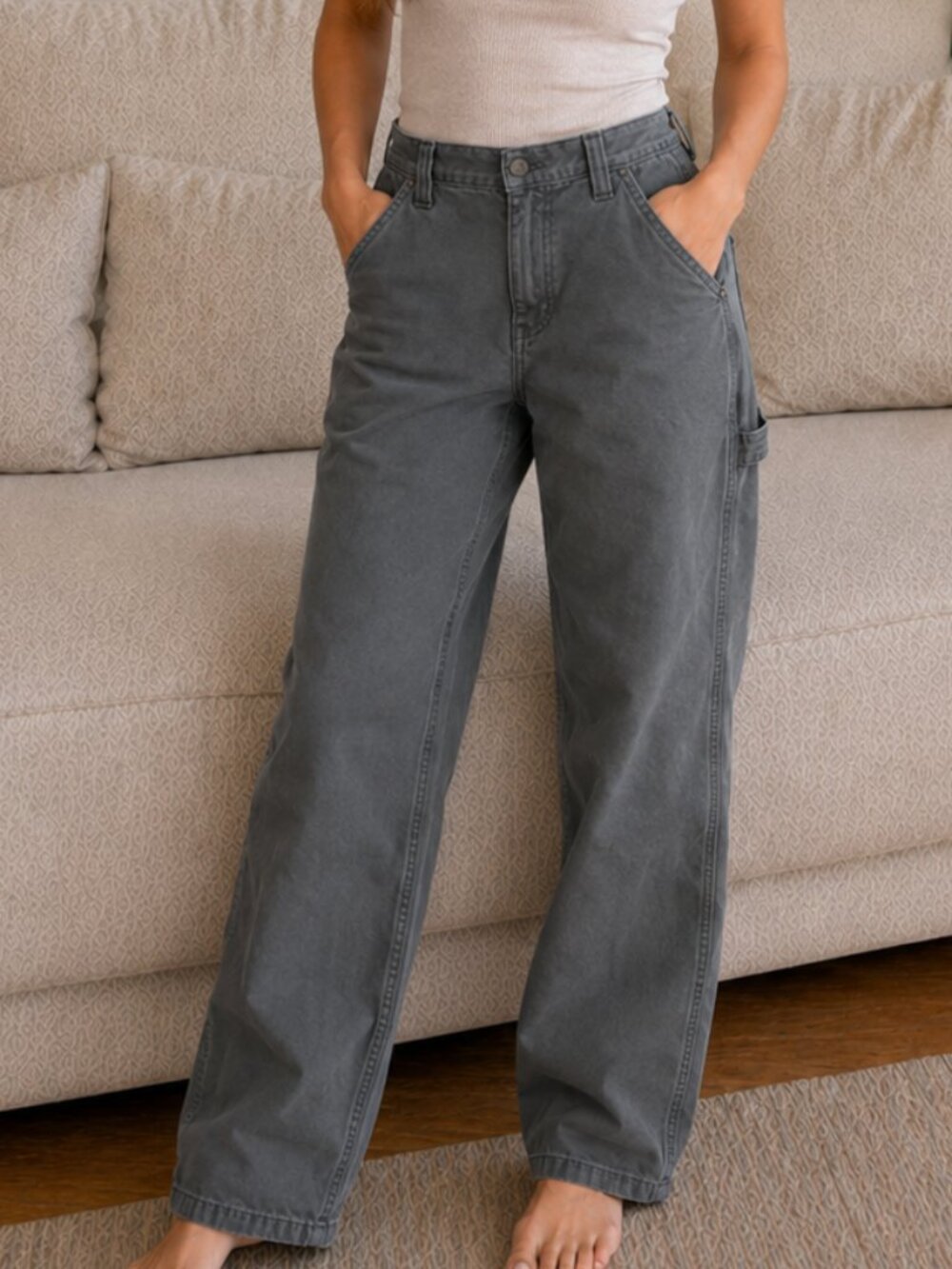 carhartt relaxed fit gray canvas utility work pants 29x30 - Picture 2 of 11